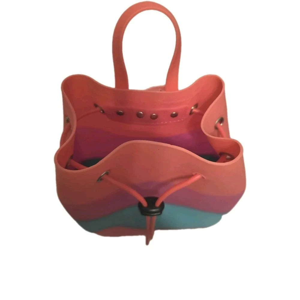 Gummy Backpack by American Jewel, 10x7, 100% Silicone, Aqua/Pink/OR ‎ Adjustable